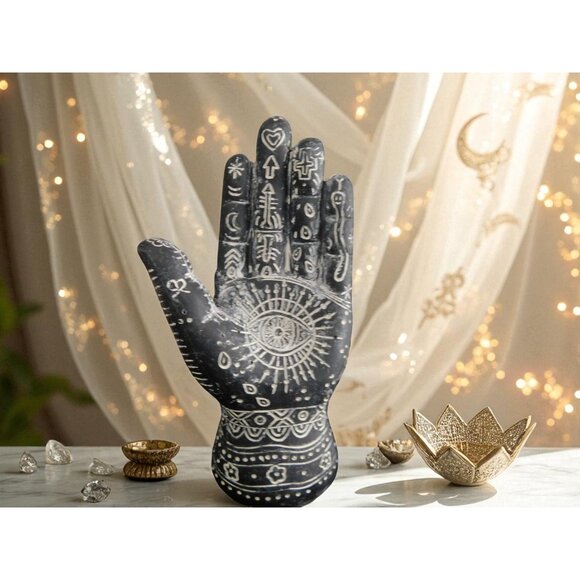 Mystical Witchy Palmistry Hand Statue Palm Reading Boho Psychic Decor 5" - Picture 1 of 11